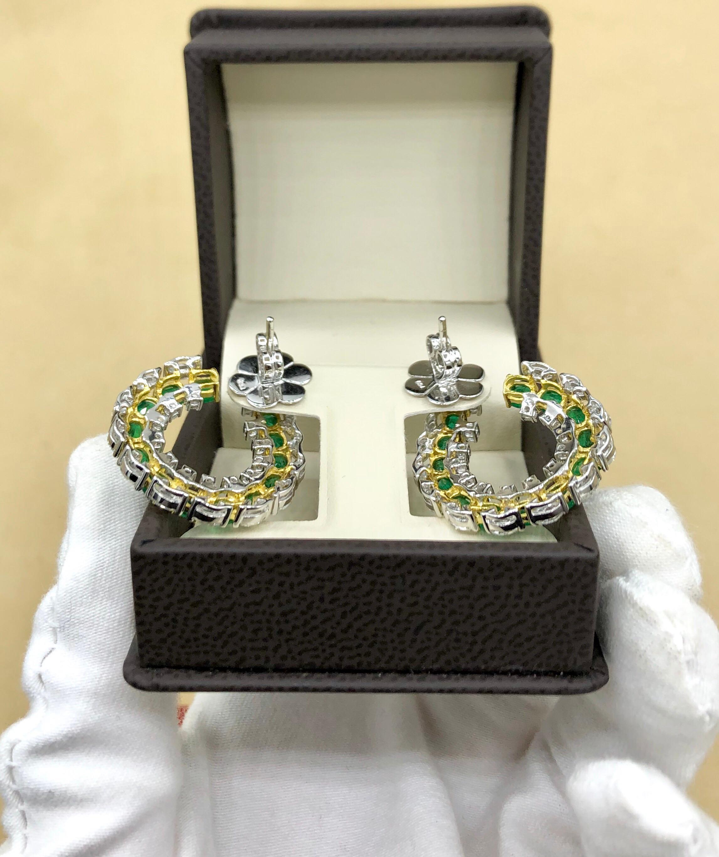 Emilio Jewelry 6.41 Carat Emerald Diamond Earrings 5