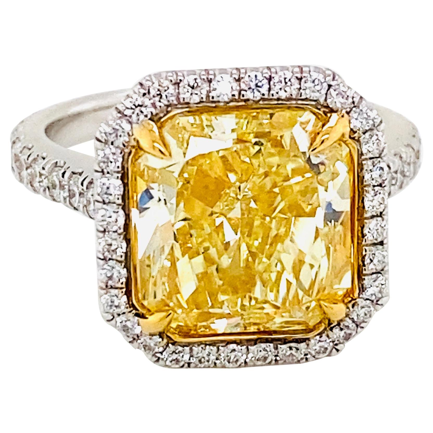 Emilio Jewelry 6.50 Carat GIA Certified Fancy Yellow Diamond Ring