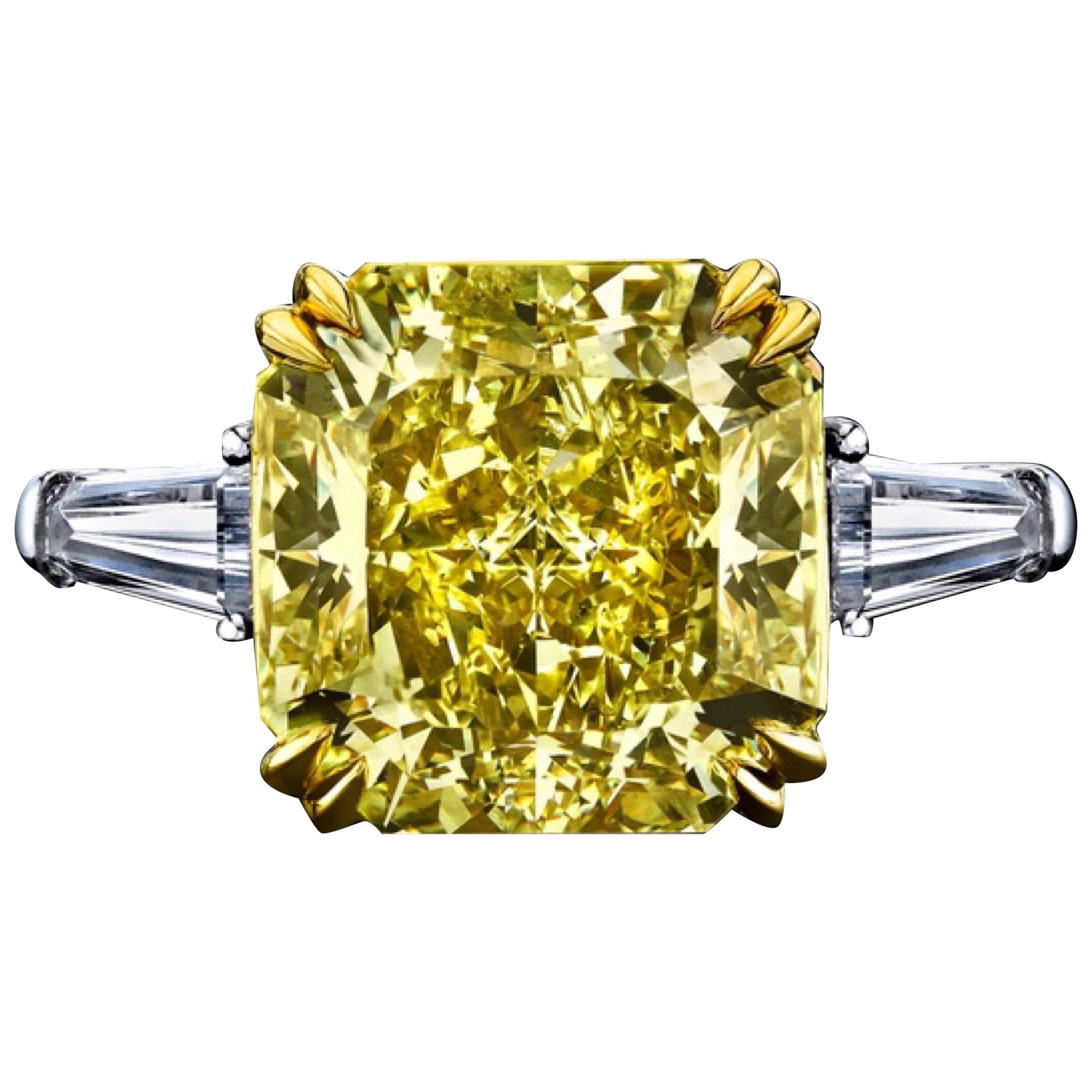 Emilio Jewelry 6.50 Carat GIA Certified Fancy Yellow Diamond Ring