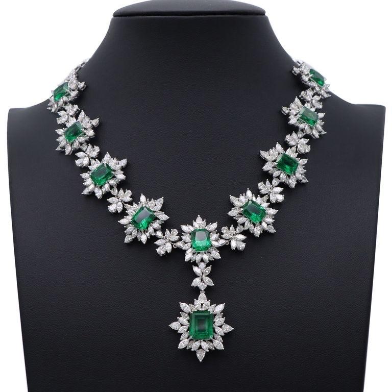 Emilio Jewelry 65,48 Karat Smaragd-Diamant-Halskette im Zustand „Neu“ in New York, NY