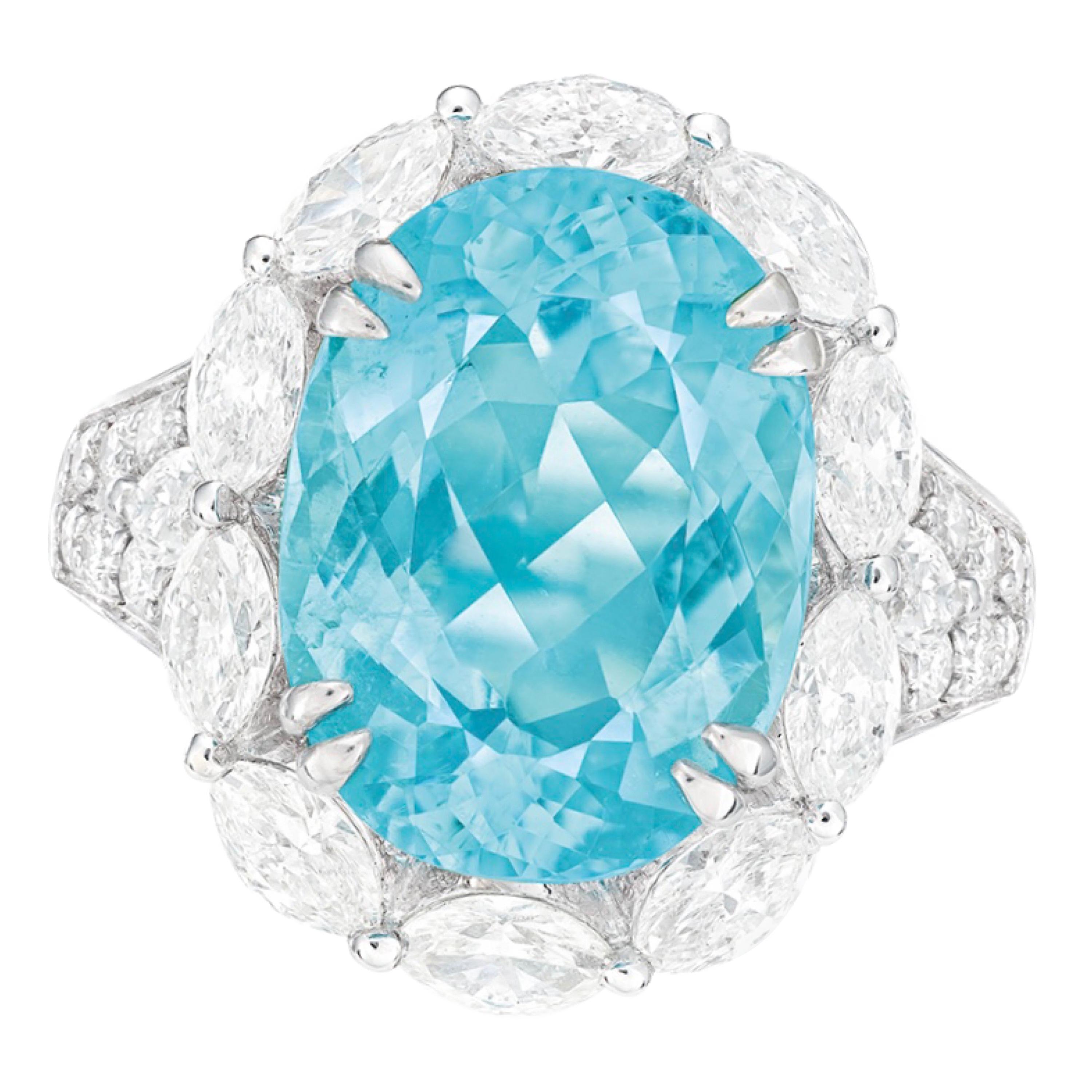 Emilio Jewelry 6.57 Carat Certified Natural Paraiba Ring For Sale
