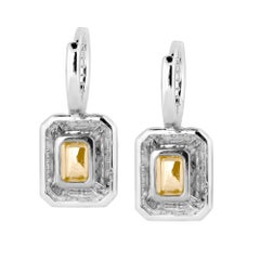 Emilio Jewelry 6.60 Carat Certified Emerald Diamond Platinum Earrings