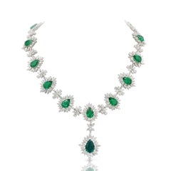 Emilio Jewelry 66.00 Carat Emerald Diamond Necklace