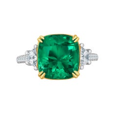Emilio Jewelry 6.68 Carat Colombian Emerald Diamond Ring