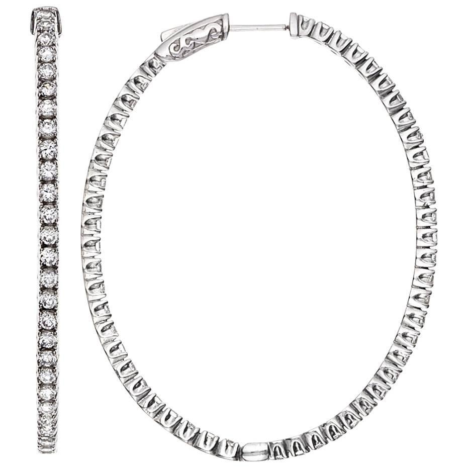 Emilio Jewelry 7.00 Carat Oval Diamond Hoop Earring 2 Inches Long