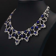 Emilio Jewelry 72.00 Carat Heart Shape Sapphire Diamond Necklace