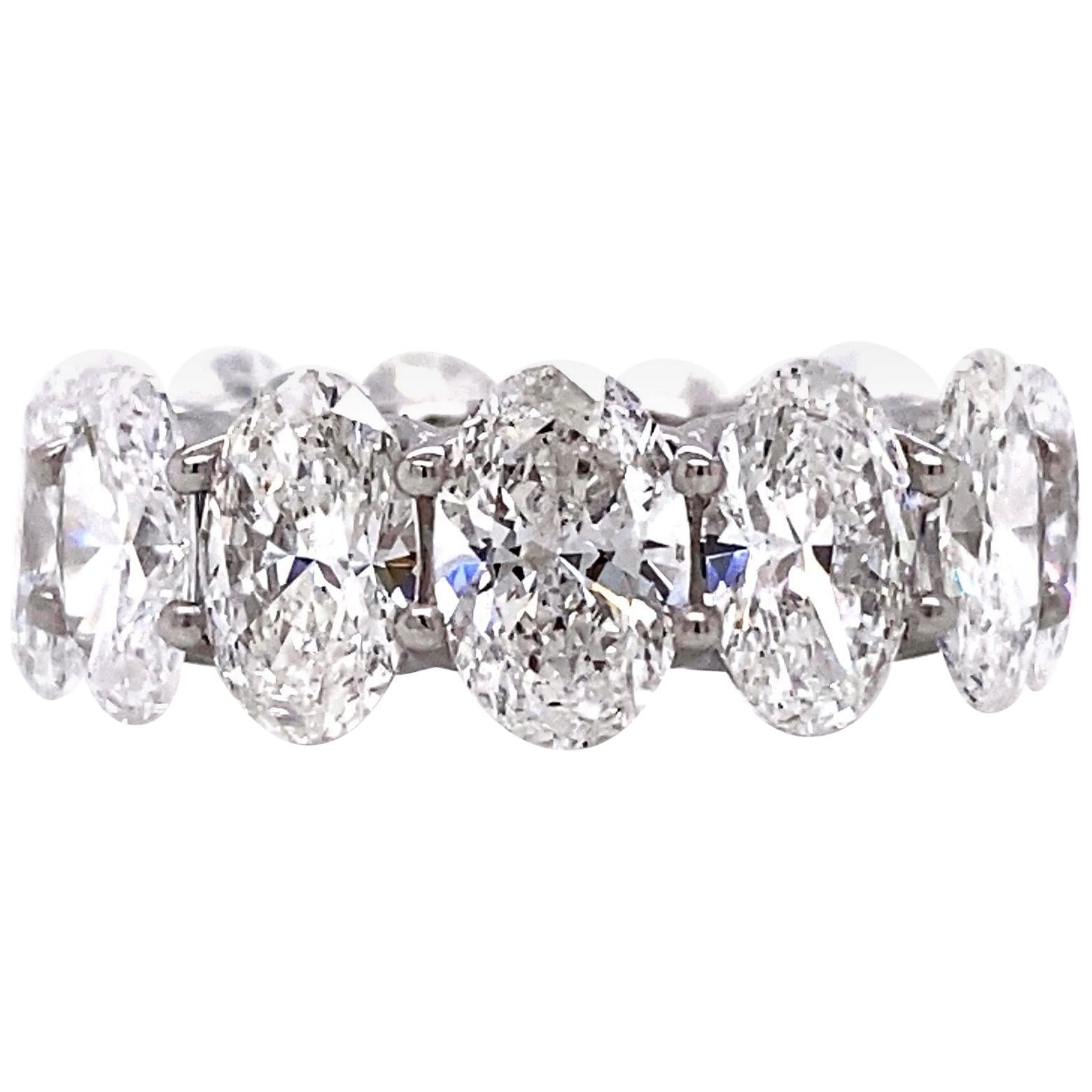 Emilio Jewelry .75 Carat Each Diamond GIA Certified Oval Eternity Ring For Sale