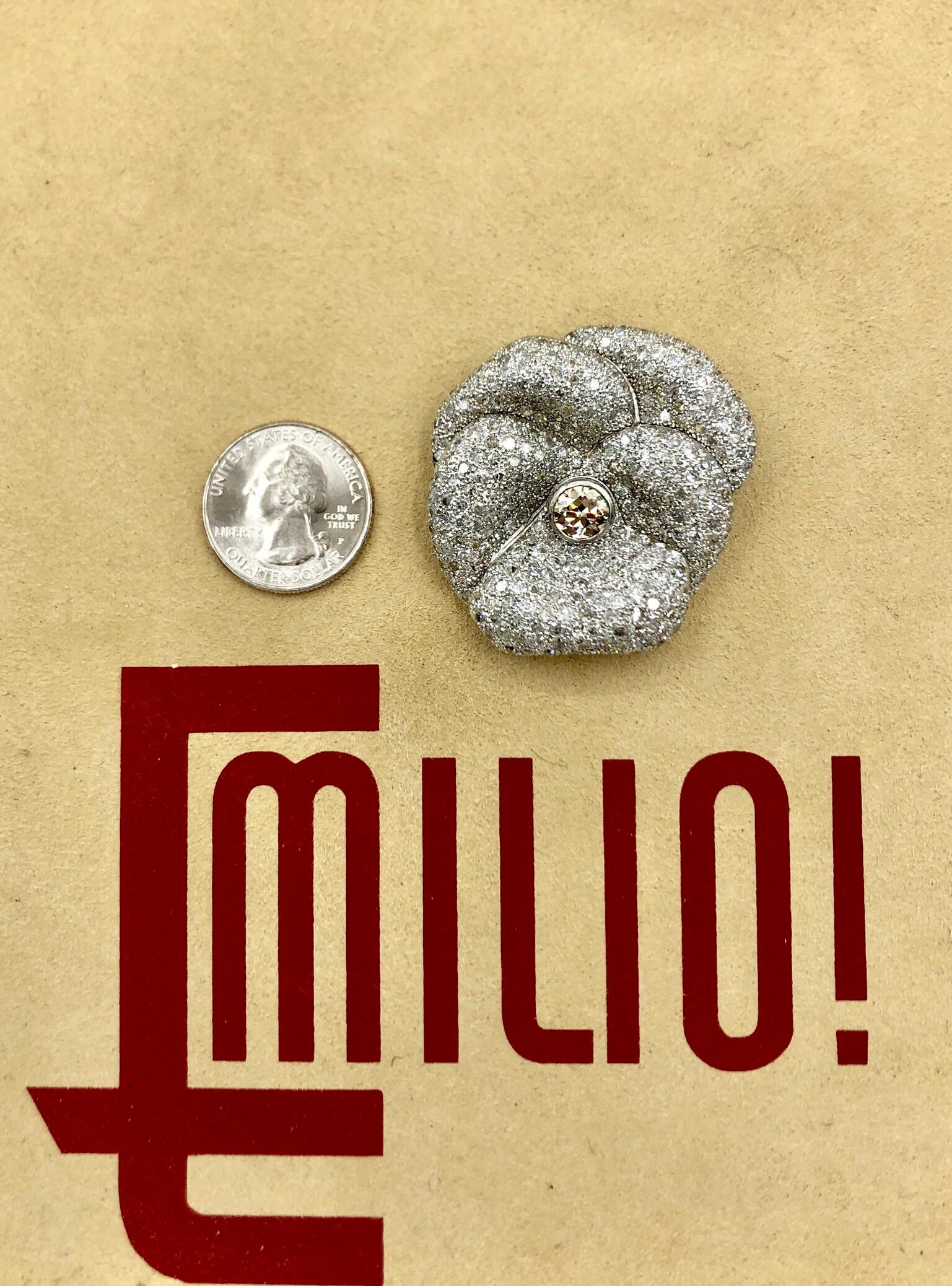Emilio Jewelry 7.50 Carat Diamond Brooch 7