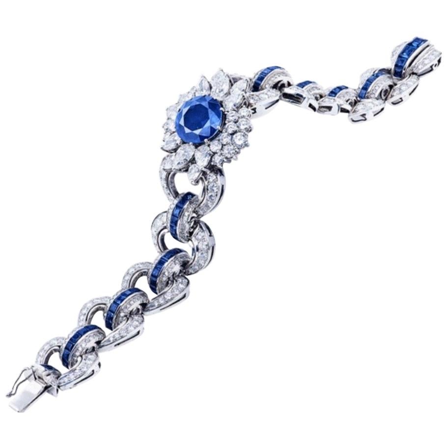 Emilio Jewelry 7.56 Certified Burma No Heated Untreated Sapphire Bracelet For Sale
