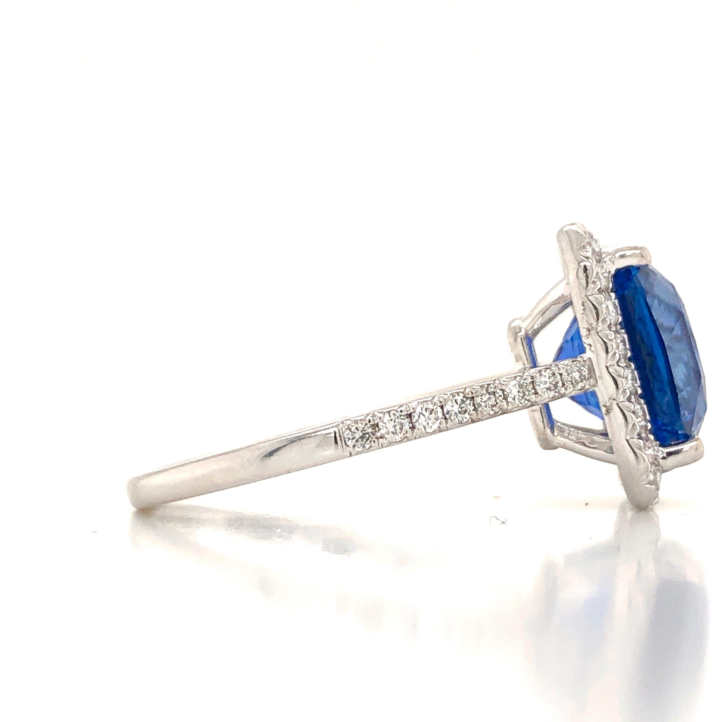 Taille radiant Emilio Jewelry, bague en diamants et saphir radiant de 7,69 carats certifié AGL en vente