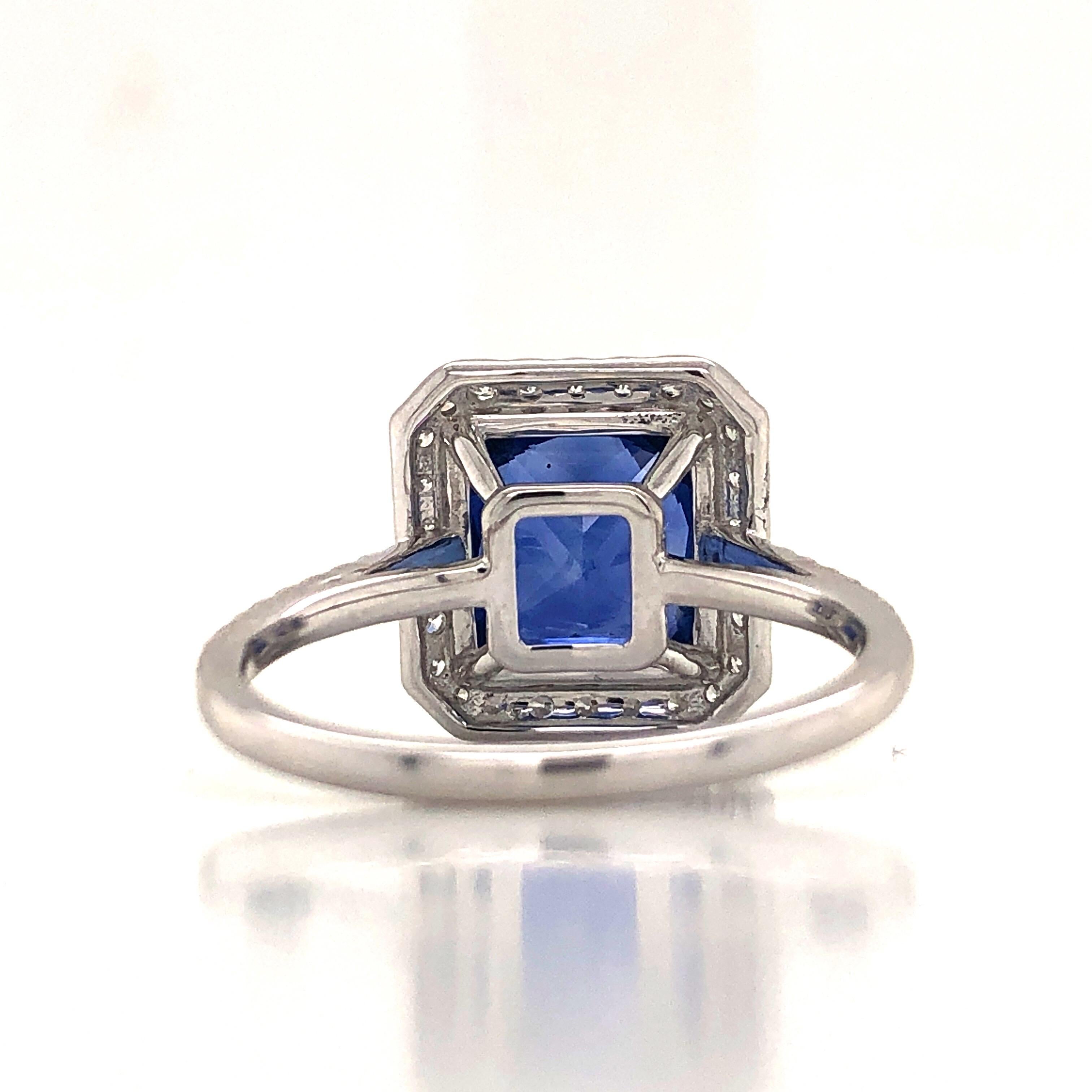 Emilio Jewelry, bague en diamants et saphir radiant de 7,69 carats certifié AGL Neuf - En vente à New York, NY