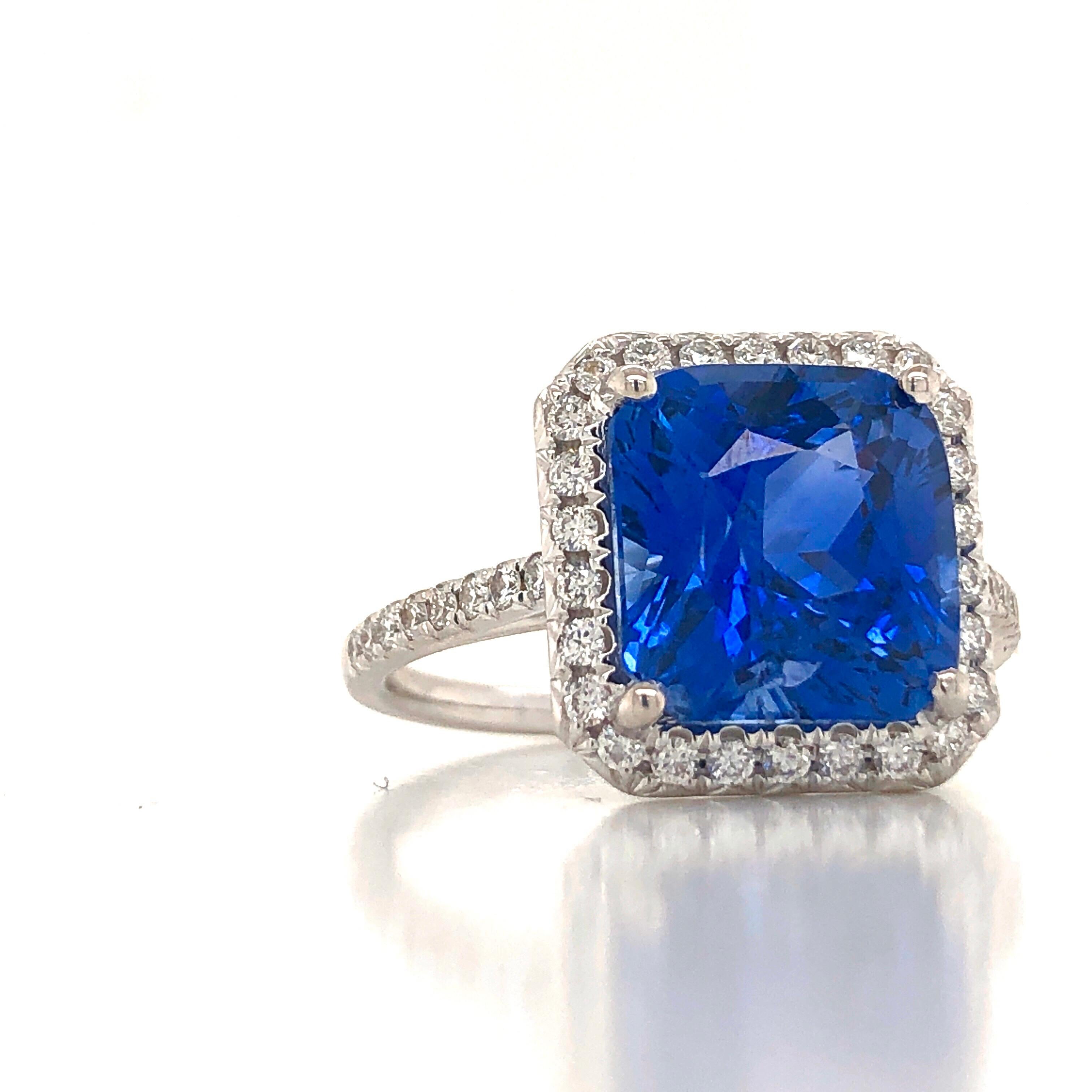 Emilio Jewelry 7,69 Karat AGL-zertifizierter strahlender Saphir-Diamantring für Damen oder Herren im Angebot