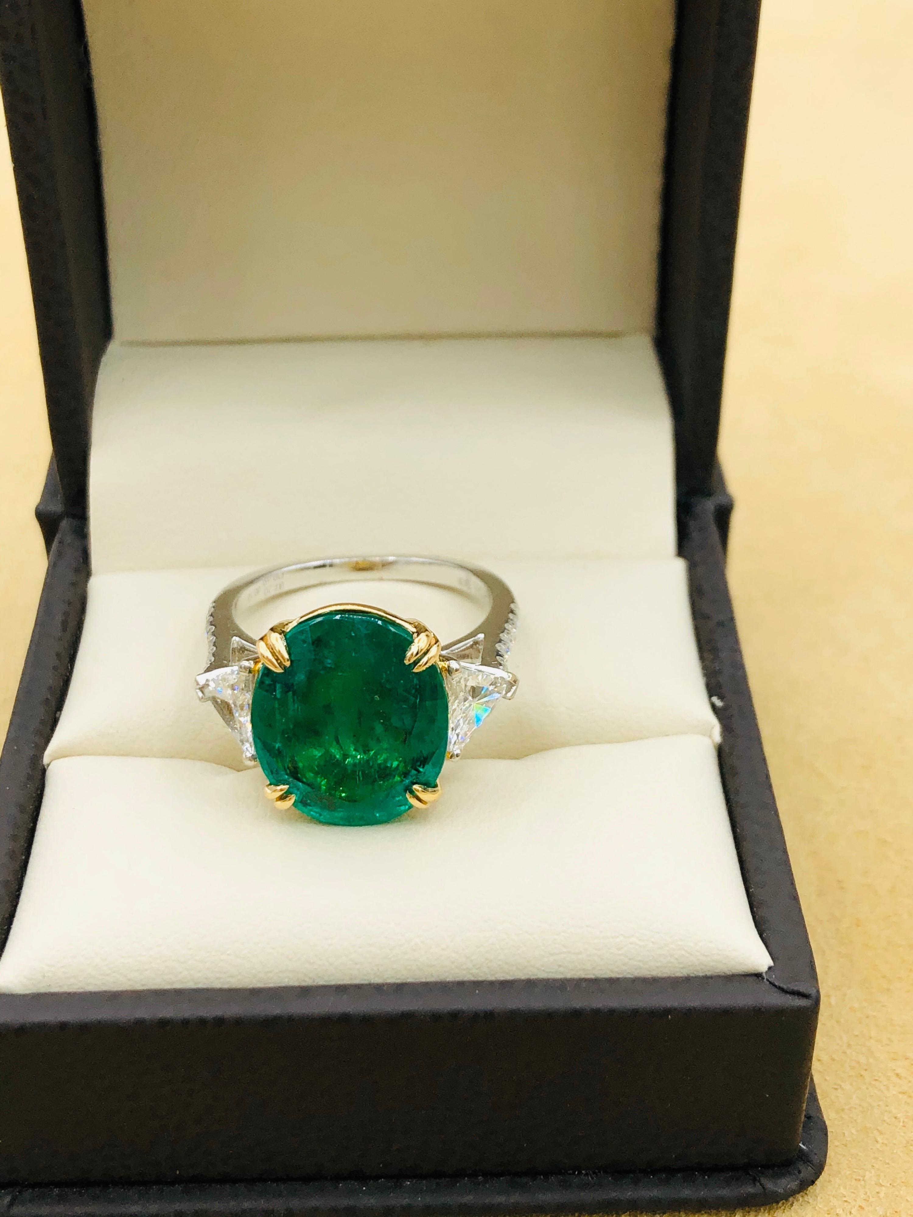 Emilio Jewelry 7.82 Carat Certified Emerald Diamond Ring 1