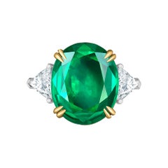 Emilio Jewelry 7.82 Carat Certified Emerald Diamond Ring
