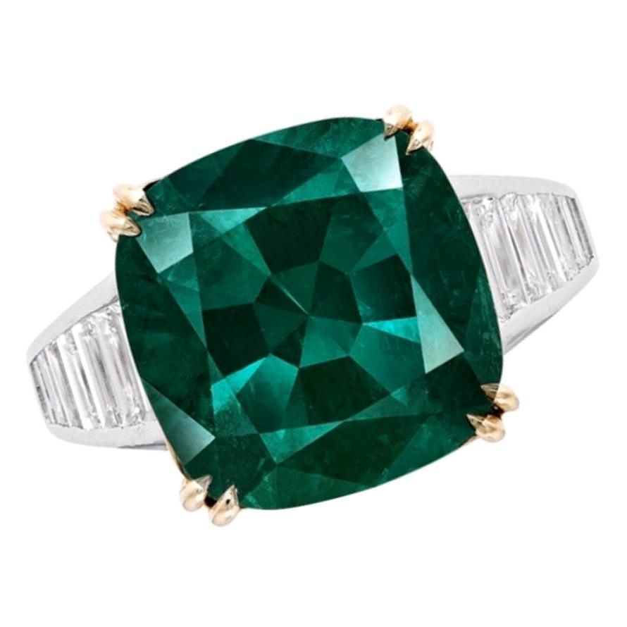 Emilio Jewelry 8 Carat Muzo No Oil Unenhanced Certified Emerald Ring