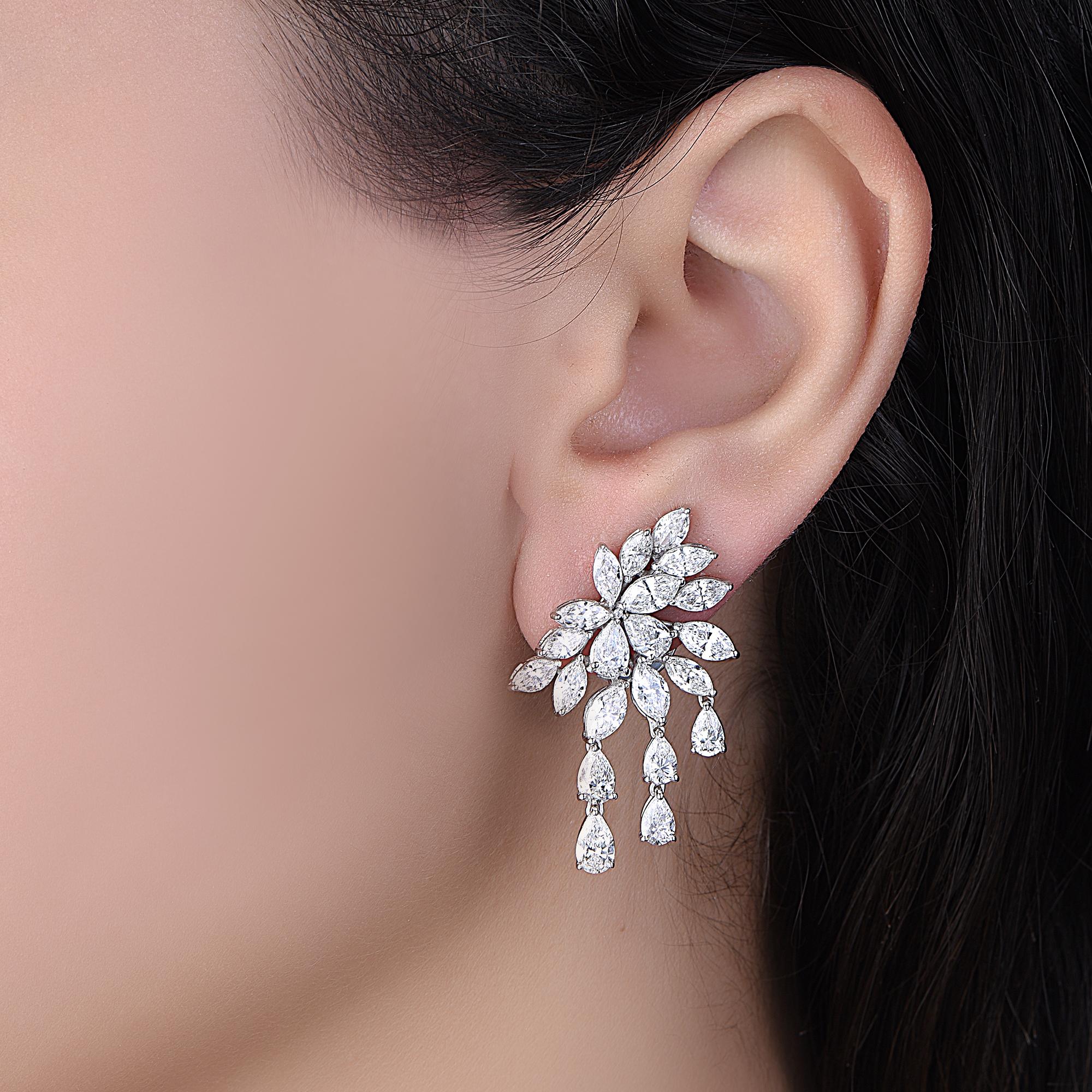 Emilio Jewelry 8.06 Carat Fancy Clustered Diamond Earring In New Condition For Sale In New York, NY