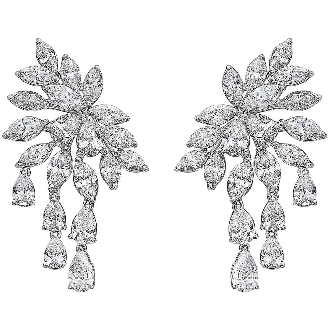 Emilio Jewelry 8.06 Carat Fancy Clustered Diamond Earring For Sale