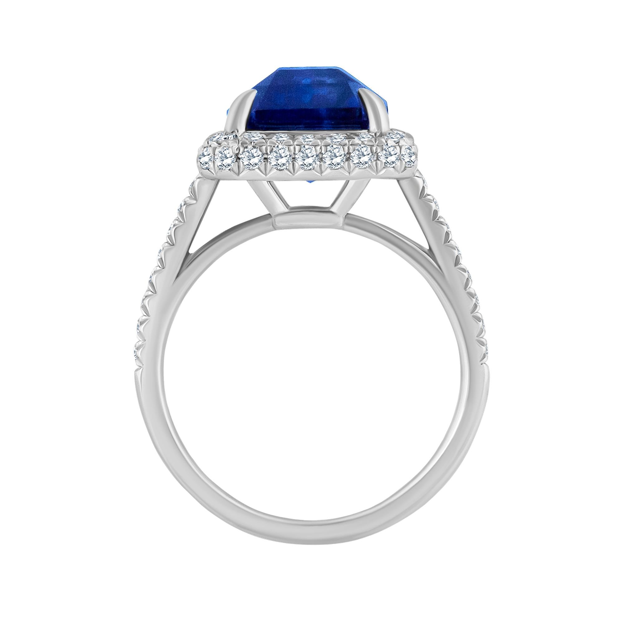 Emilio Jewelry 8.37 Carat Sapphire Diamond Ring 
This amazing ring is unique and well thought out before Emilio designed it! Most women today want a ring that is striking, yet humble enough to wear to perform everyday errands. This ring is just