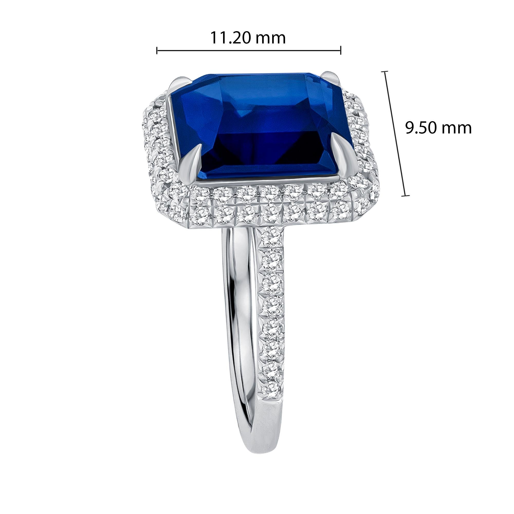 Emerald Cut Emilio Jewelry 8.37 Carat Sapphire Diamond Ring