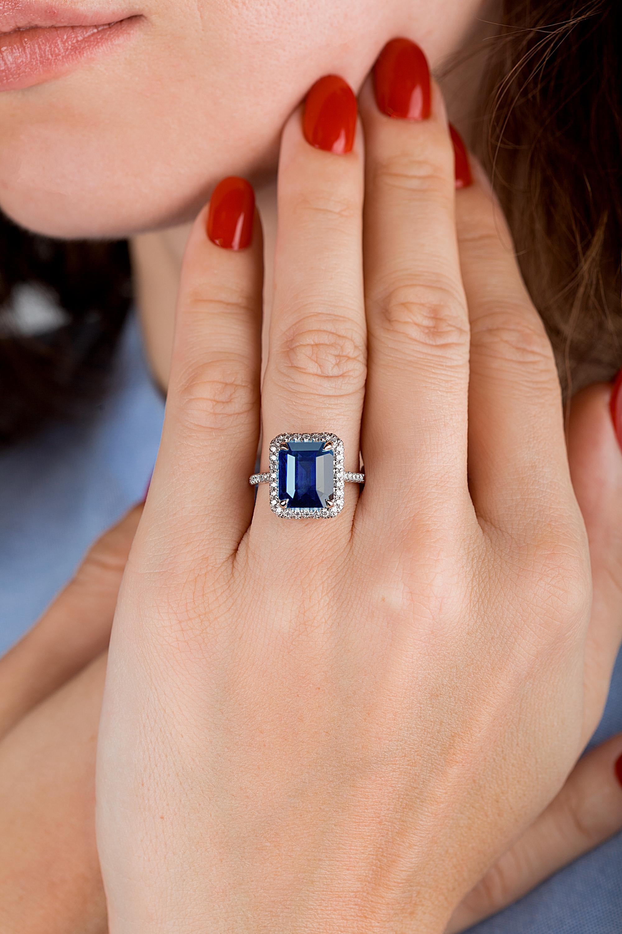 Emilio Jewelry 8.37 Carat Sapphire Diamond Ring 2