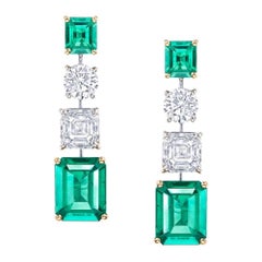 Emilio Jewelry 8.58 Carat Vivid Green No Oil Colombian Emerald Earrings