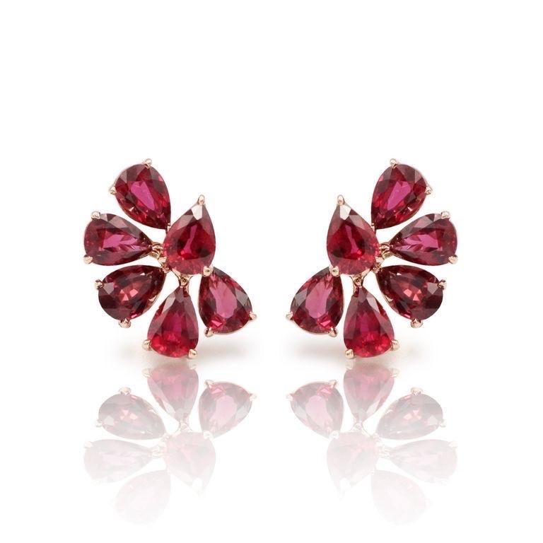 Pear Cut Emilio Jewelry 8.63 Carat Ruby Earring For Sale