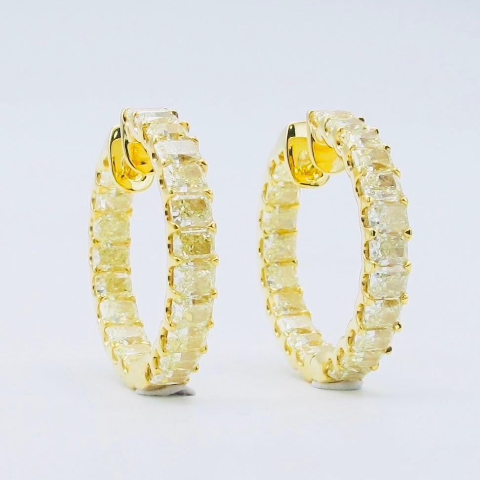 Emilio Jewelry 8.64 Carat Yellow Diamond Hoop Earrings  In New Condition For Sale In New York, NY
