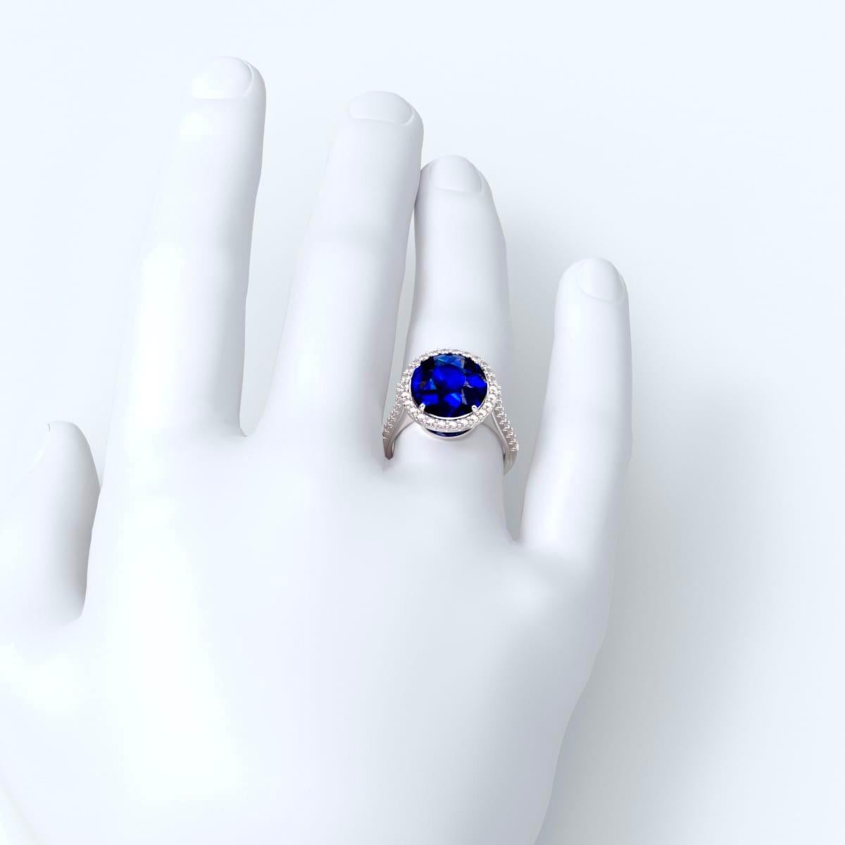 Women's Emilio Jewelry 9.00 Carat Certified Ceylon Sapphire Diamond Ring