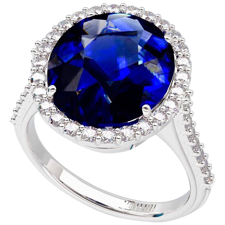Emilio Jewelry 9.00 Carat Certified Ceylon Sapphire Diamond Ring