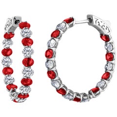 Emilio Jewelry 9.00 Carat Platinum Oval Shaped Diamond Hoop Earrings