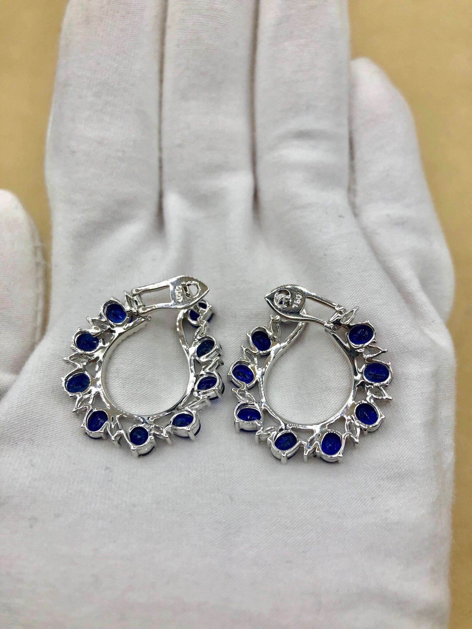 Emilio Jewelry 9.41 Carat Diamond Sapphire Earrings 7