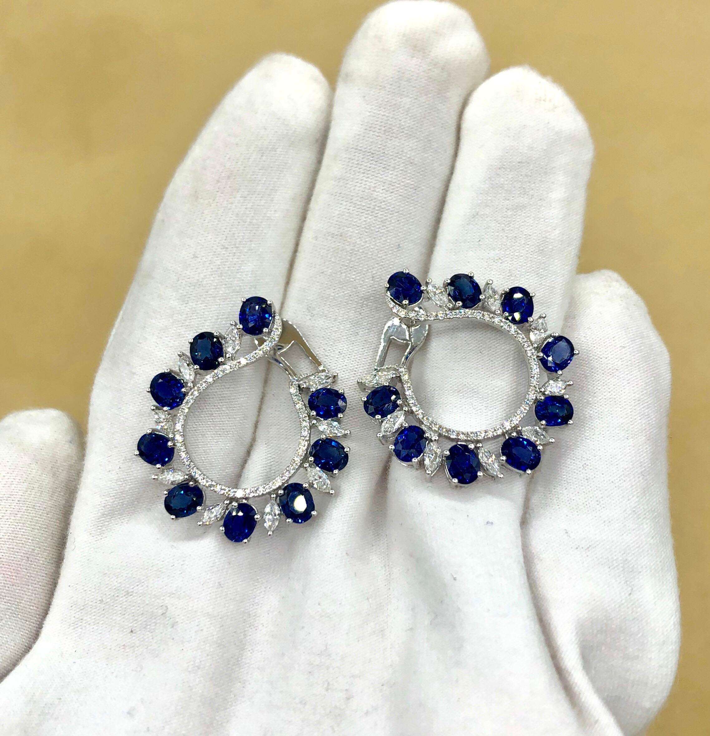 Emilio Jewelry 9.41 Carat Diamond Sapphire Earrings 9