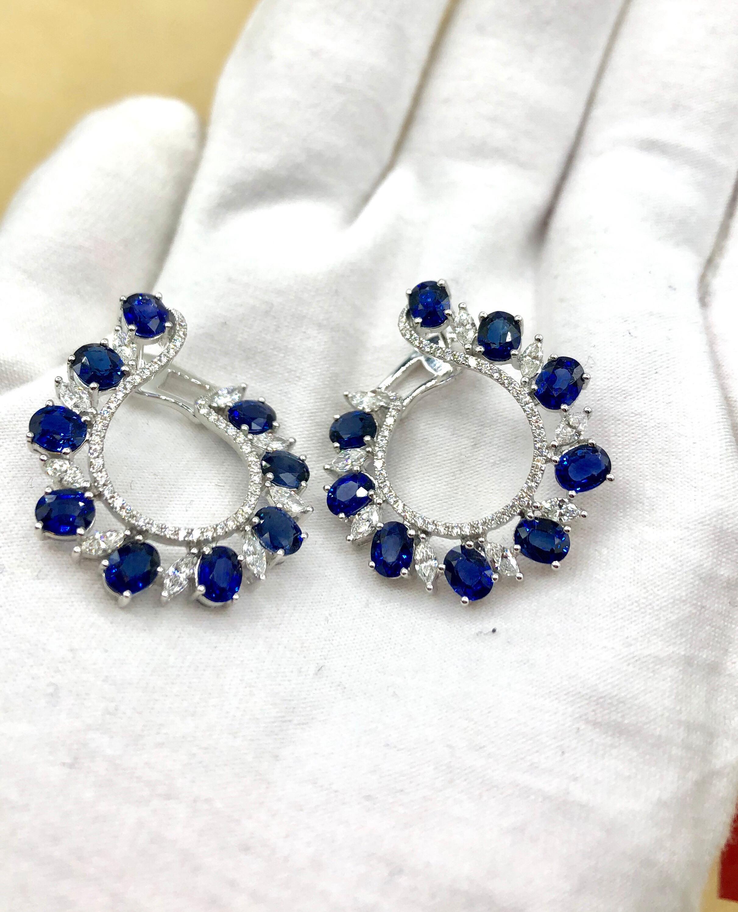 Emilio Jewelry 9.41 Carat Diamond Sapphire Earrings 10