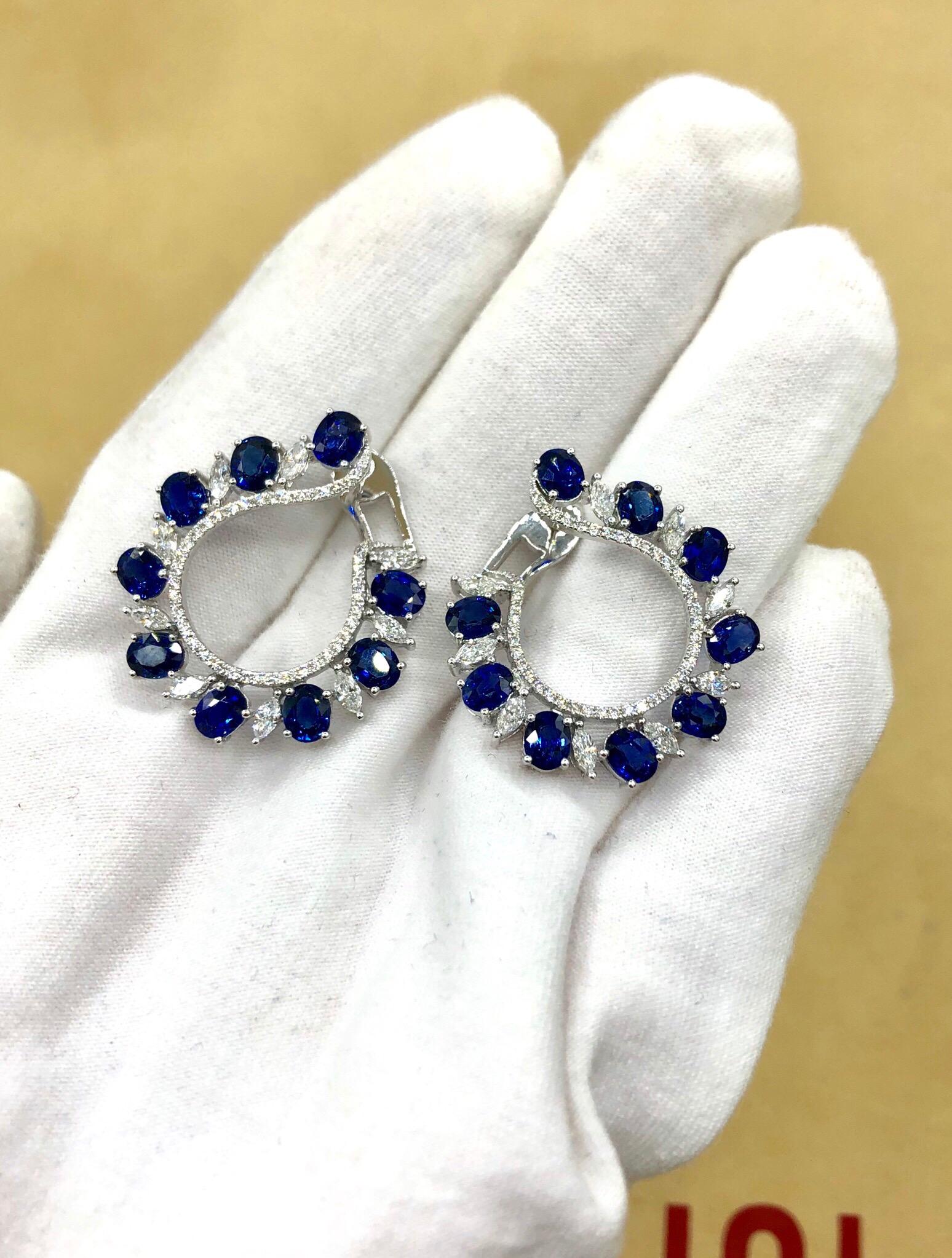 Emilio Jewelry 9.41 Carat Diamond Sapphire Earrings 11