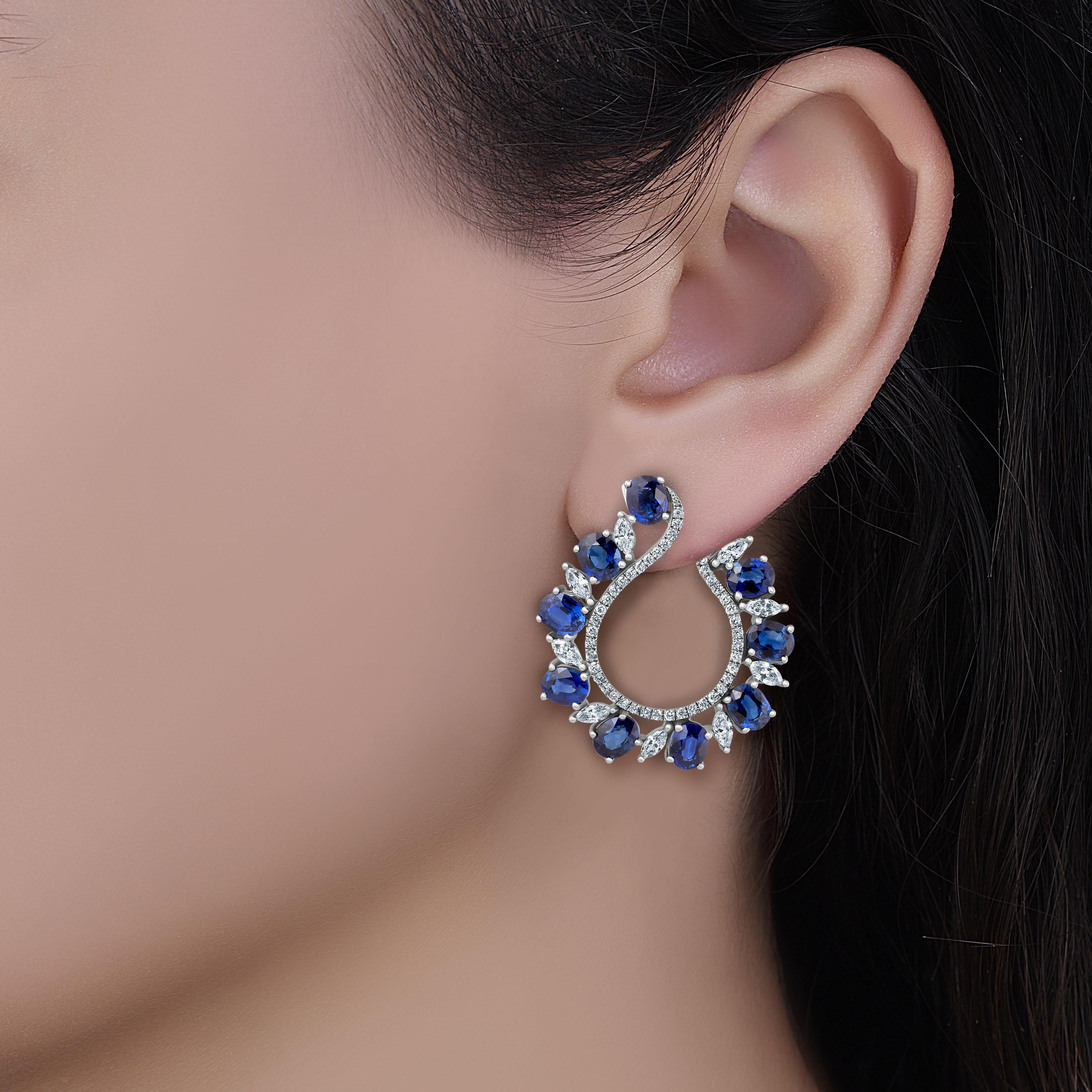 Emilio Jewelry 9.41 Carat Diamond Sapphire Earrings 13