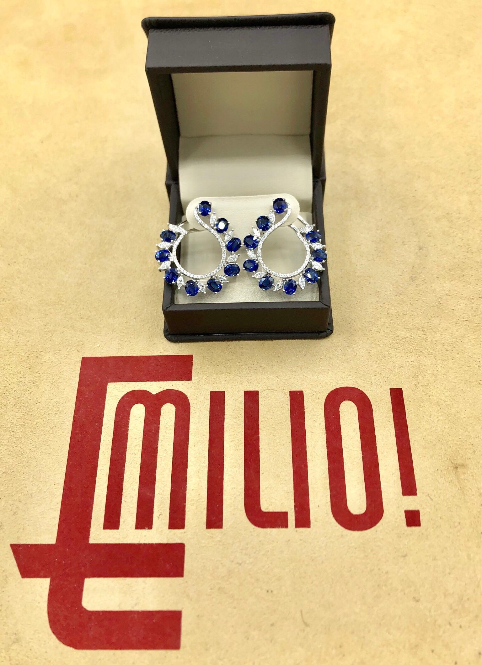This lovely piece has been designed and manufactured in the Emilio Jewelry Atelier. Our brand is known for our perfection in jewelry making, and cherry picking the very best diamonds for our jewels. 
Approx total weight: 9.41
approx 7.80ct sapphires