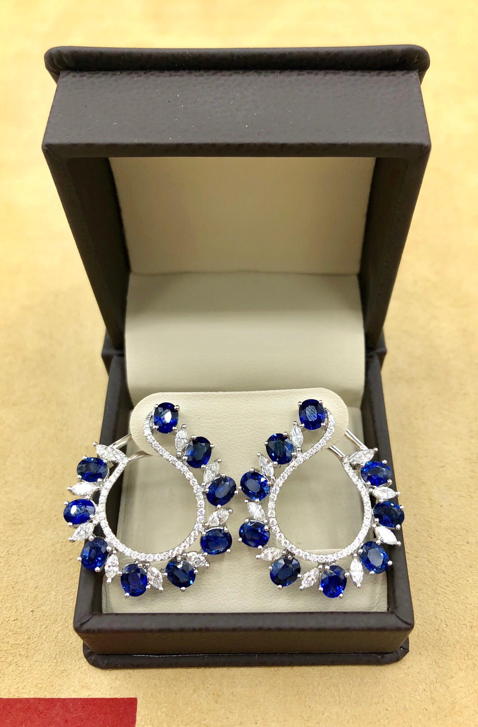 Emilio Jewelry 9.41 Carat Diamond Sapphire Earrings In New Condition In New York, NY
