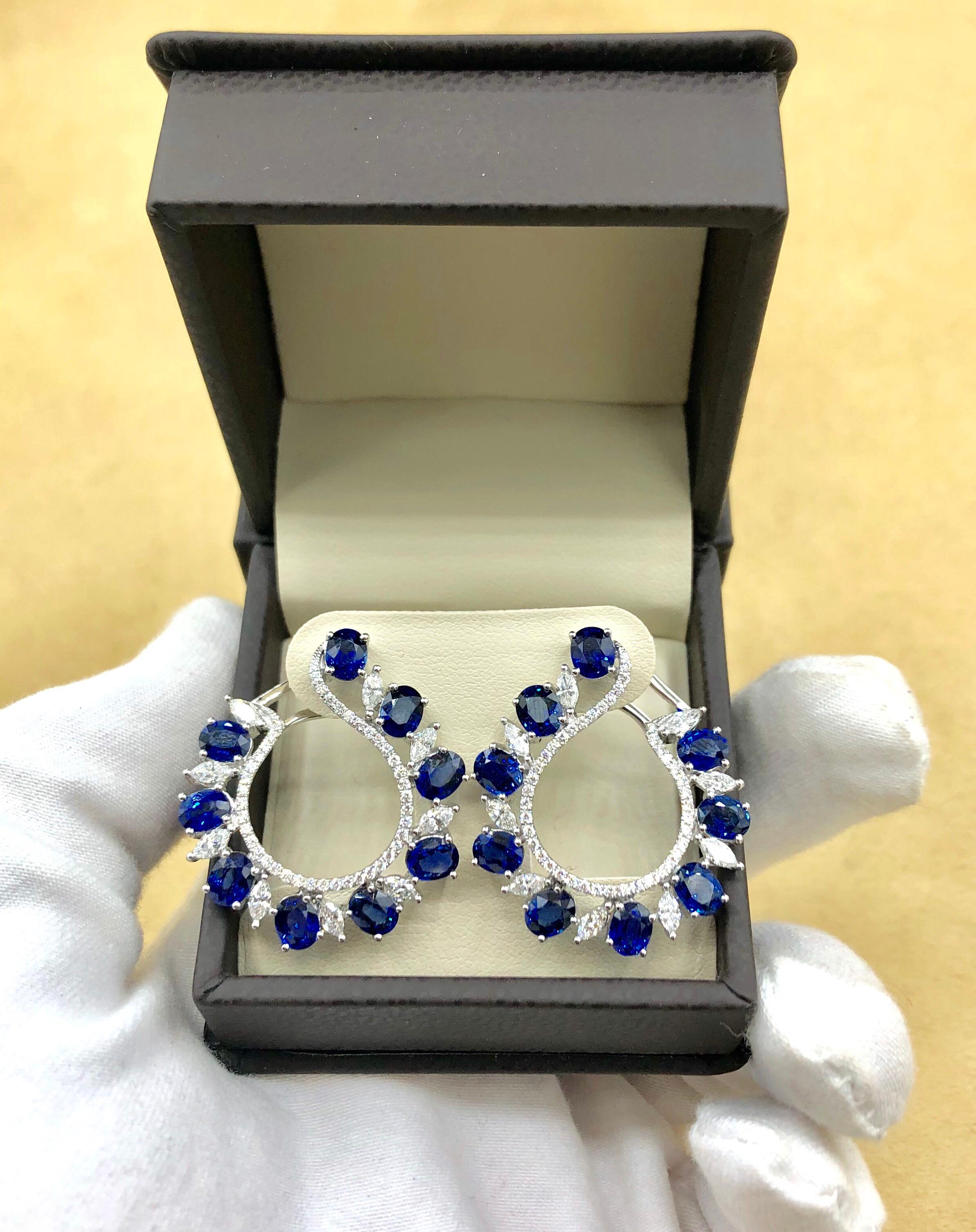 Emilio Jewelry 9.41 Carat Diamond Sapphire Earrings 1