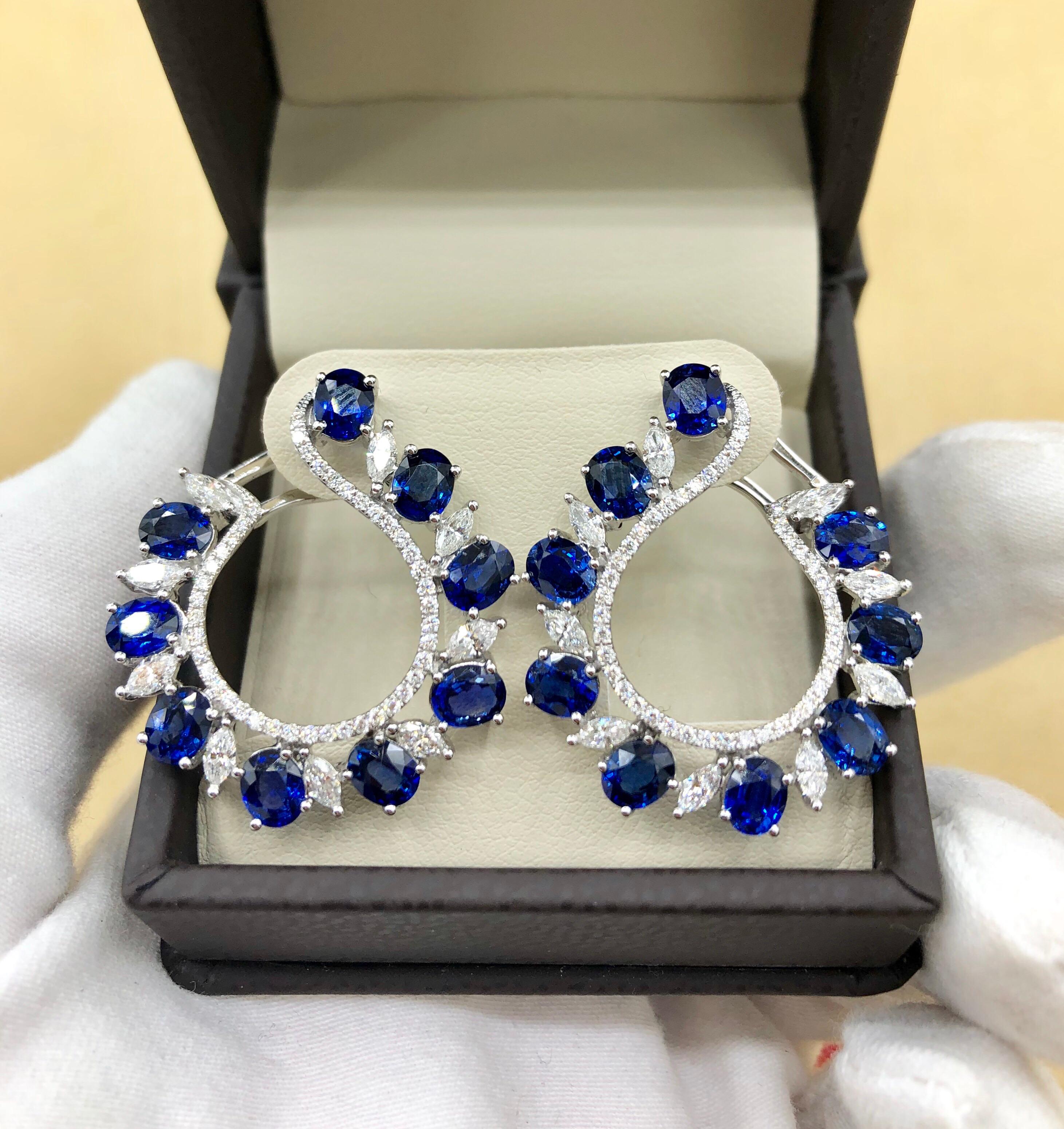 Emilio Jewelry 9.41 Carat Diamond Sapphire Earrings 2