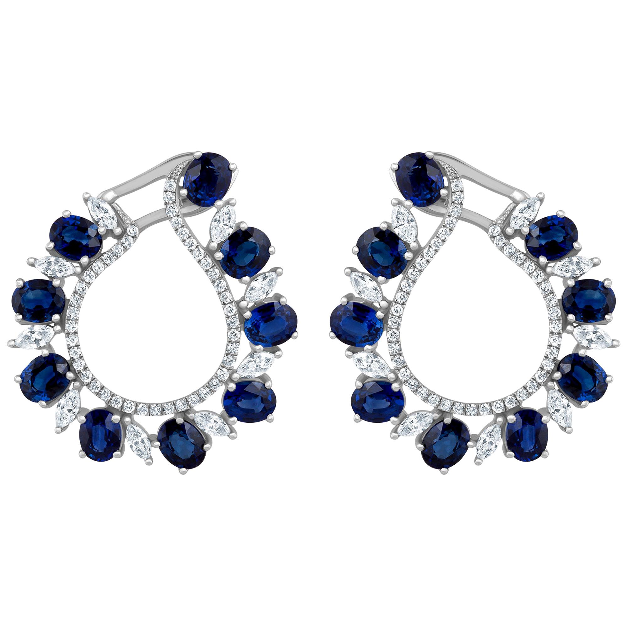 Emilio Jewelry 9.41 Carat Diamond Sapphire Earrings