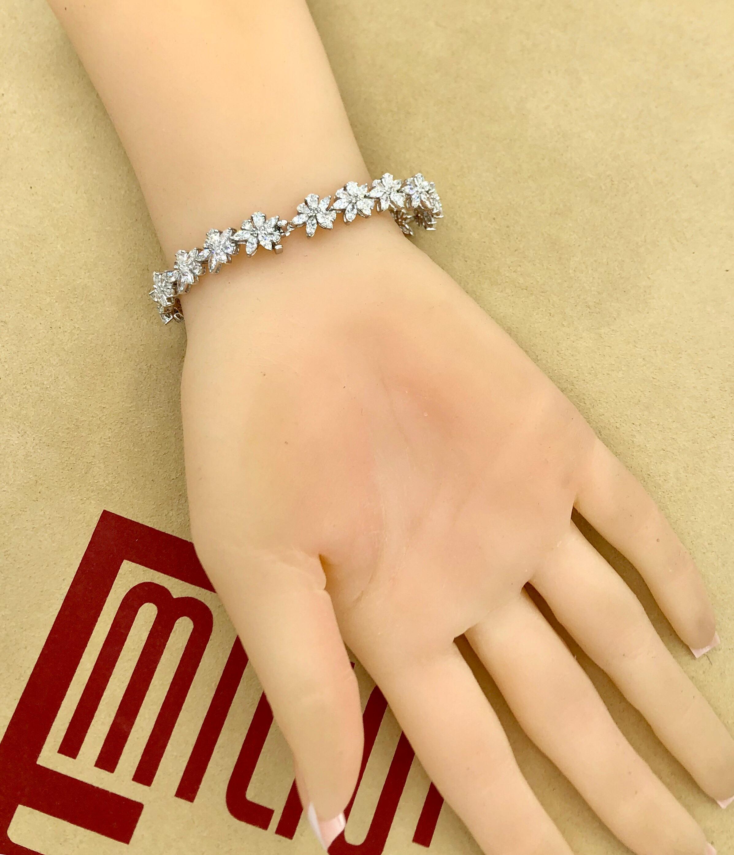 Emilio Jewelry 9.48 Carat Marquise and Pear Shape Diamond Bracelet 4