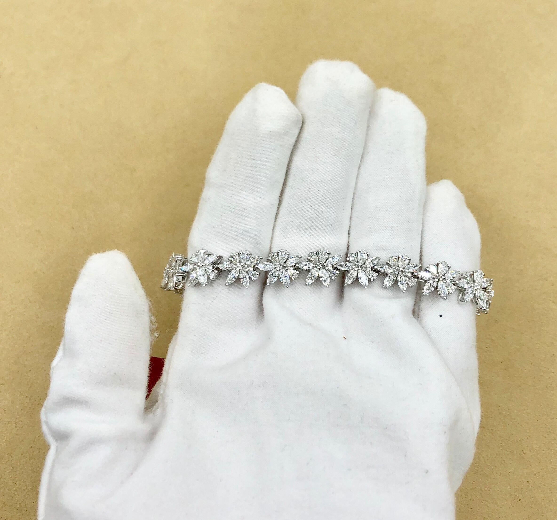 Emilio Jewelry 9.48 Carat Marquise and Pear Shape Diamond Bracelet 7