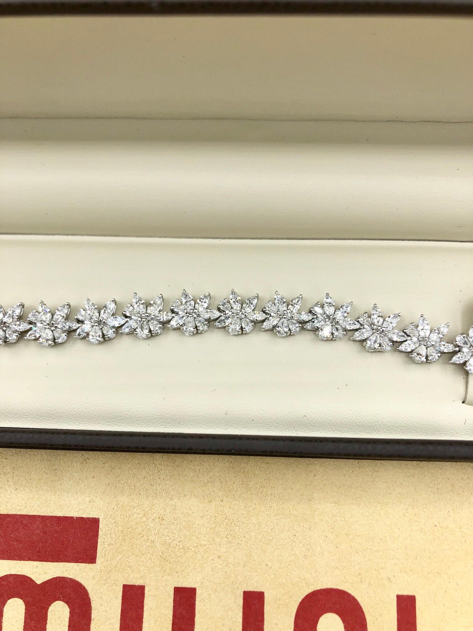 Pear Cut Emilio Jewelry 9.48 Carat Marquise and Pear Shape Diamond Bracelet