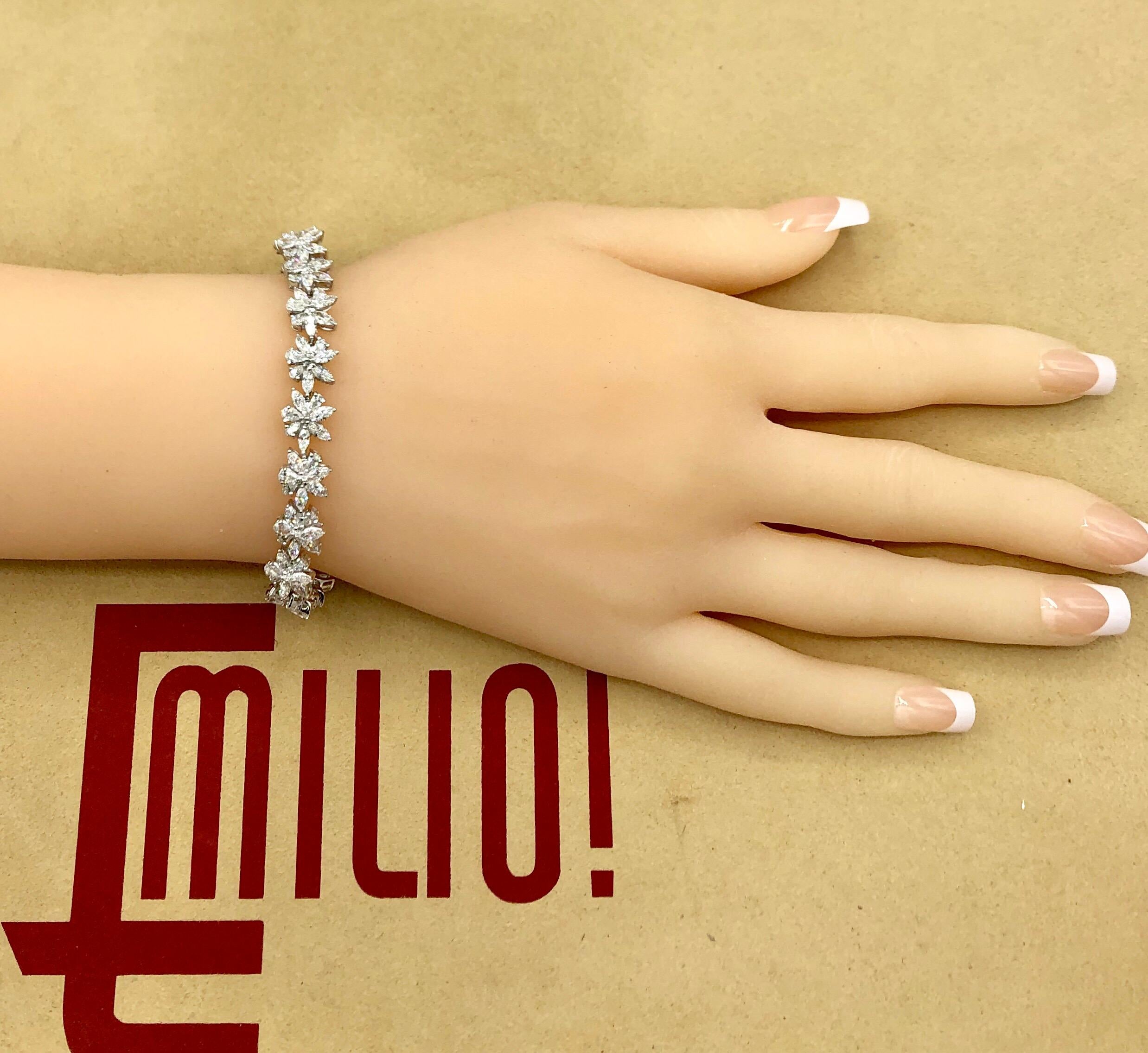 Women's or Men's Emilio Jewelry 9.48 Carat Marquise and Pear Shape Diamond Bracelet