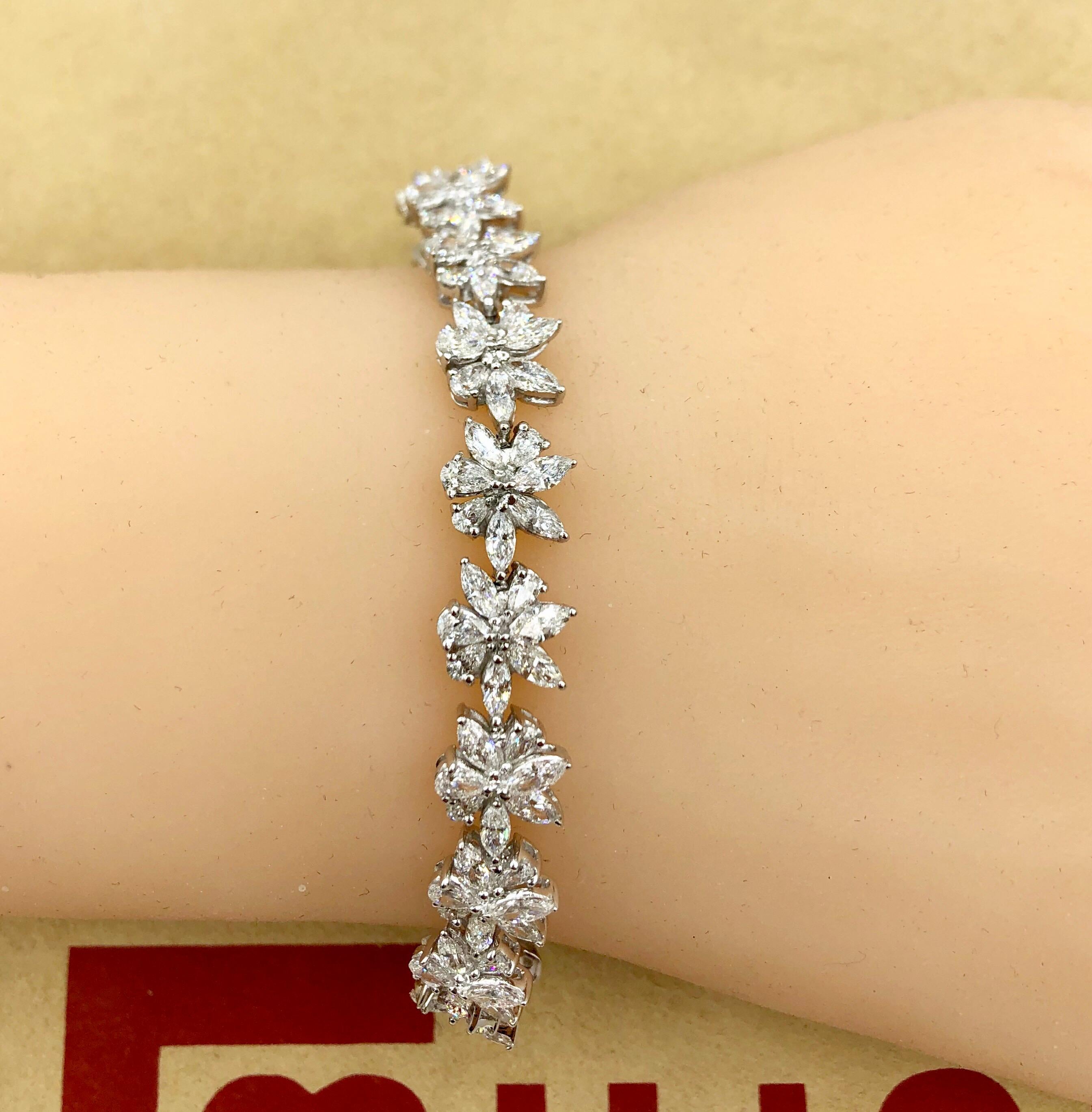 Emilio Jewelry 9.48 Carat Marquise and Pear Shape Diamond Bracelet 1