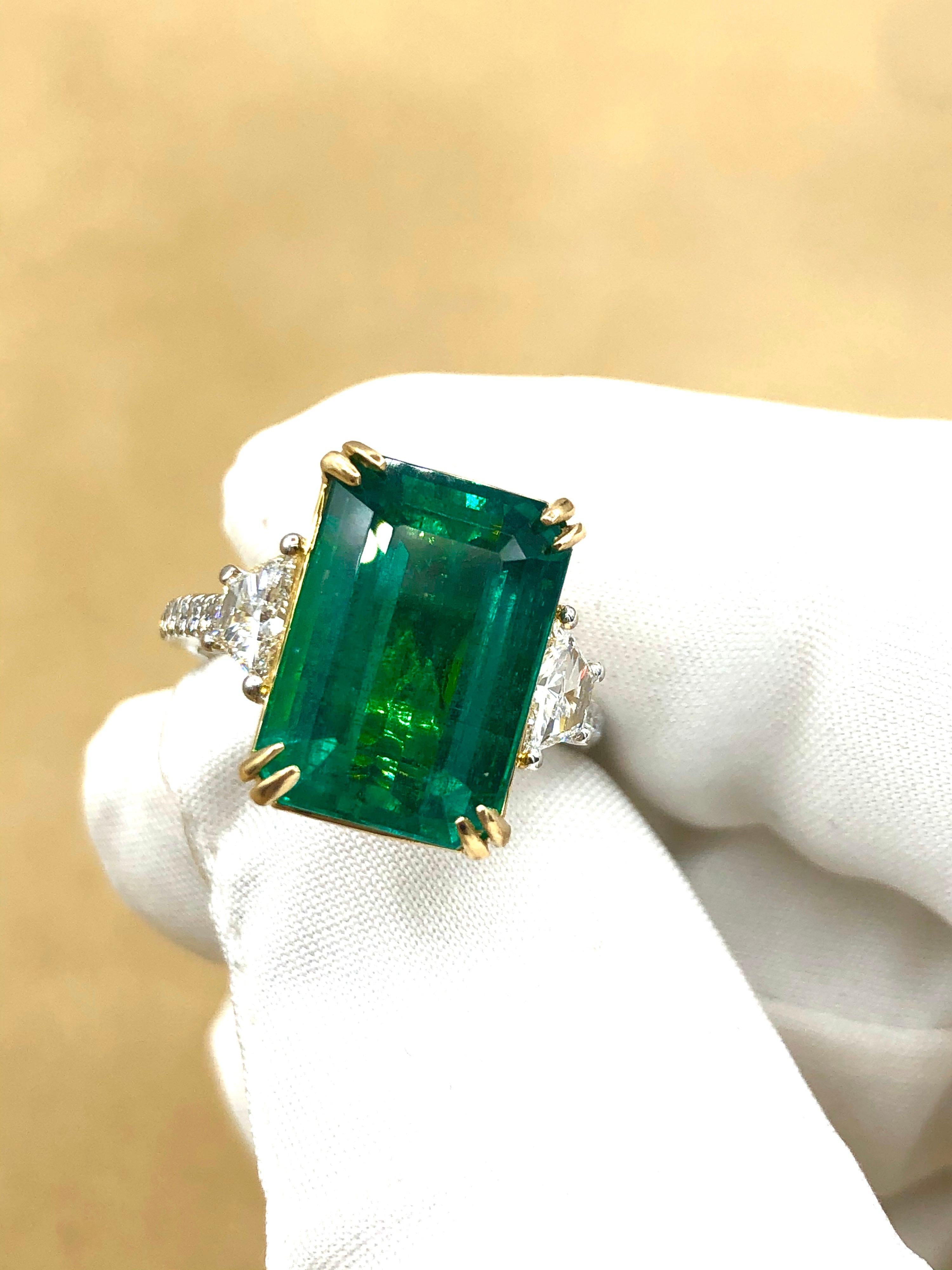 Emilio Jewelry 9.70 Carat Certified Emerald Diamond Ring 3