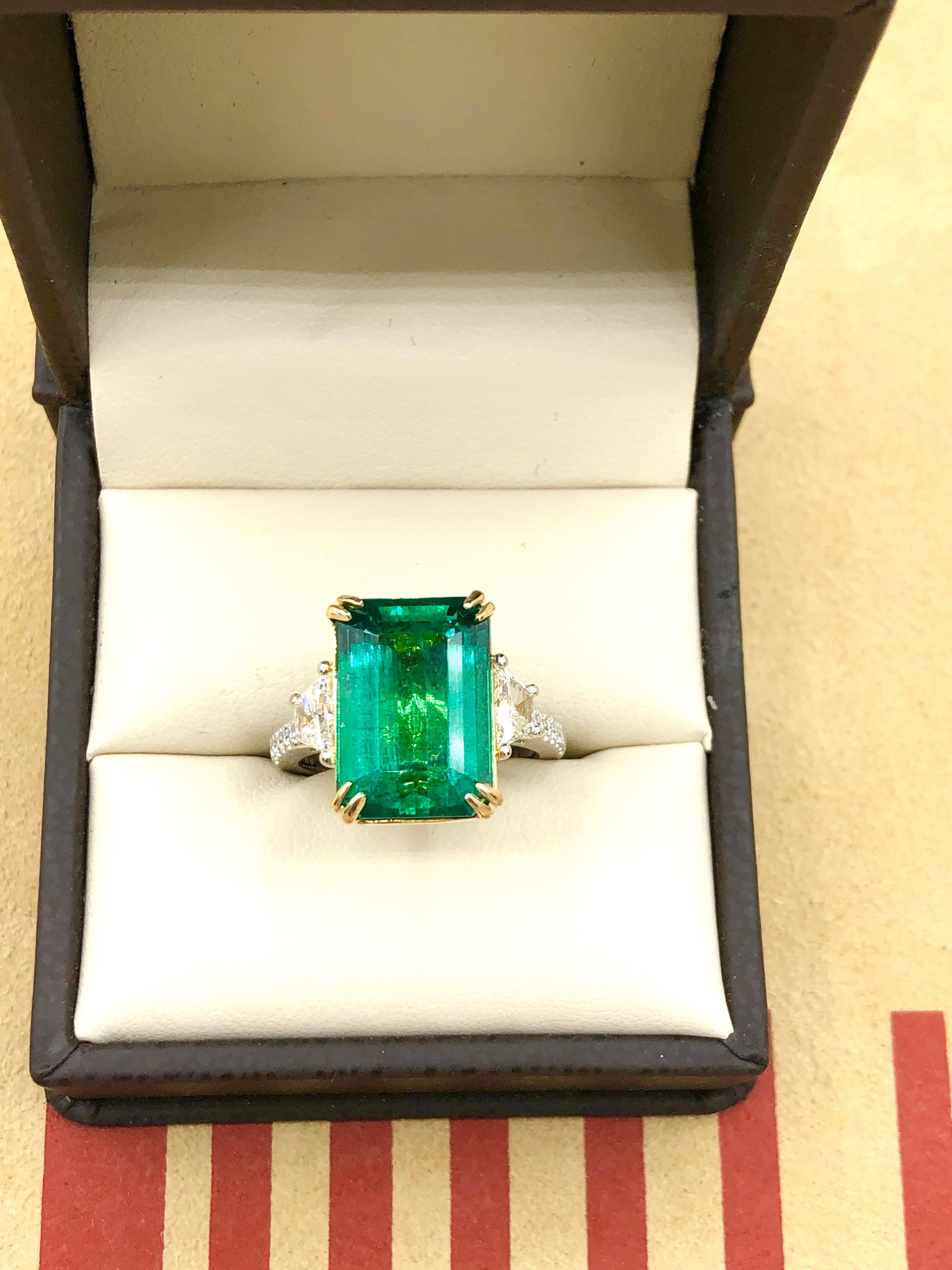 Emilio Jewelry 9.70 Carat Certified Emerald Diamond Ring 4