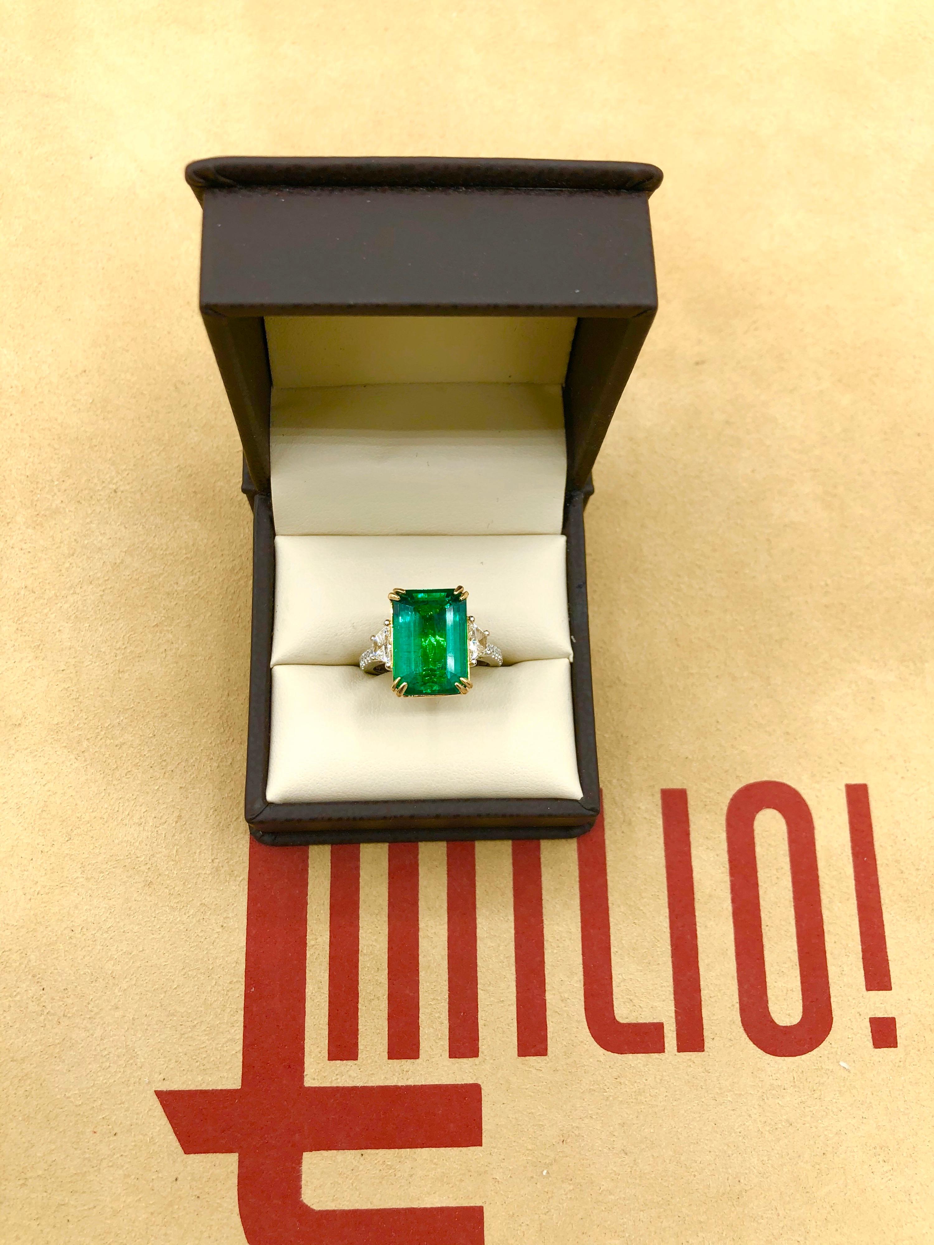 Emilio Jewelry 9.70 Carat Certified Emerald Diamond Ring 5