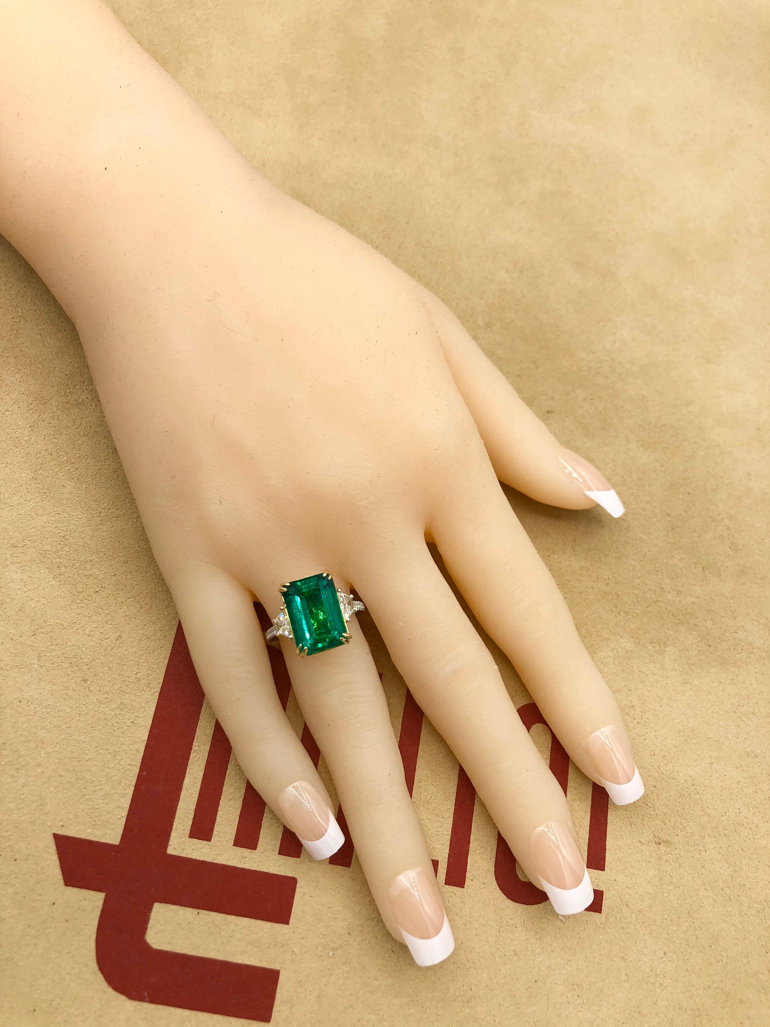 Emilio Jewelry 9.70 Carat Certified Emerald Diamond Ring 1