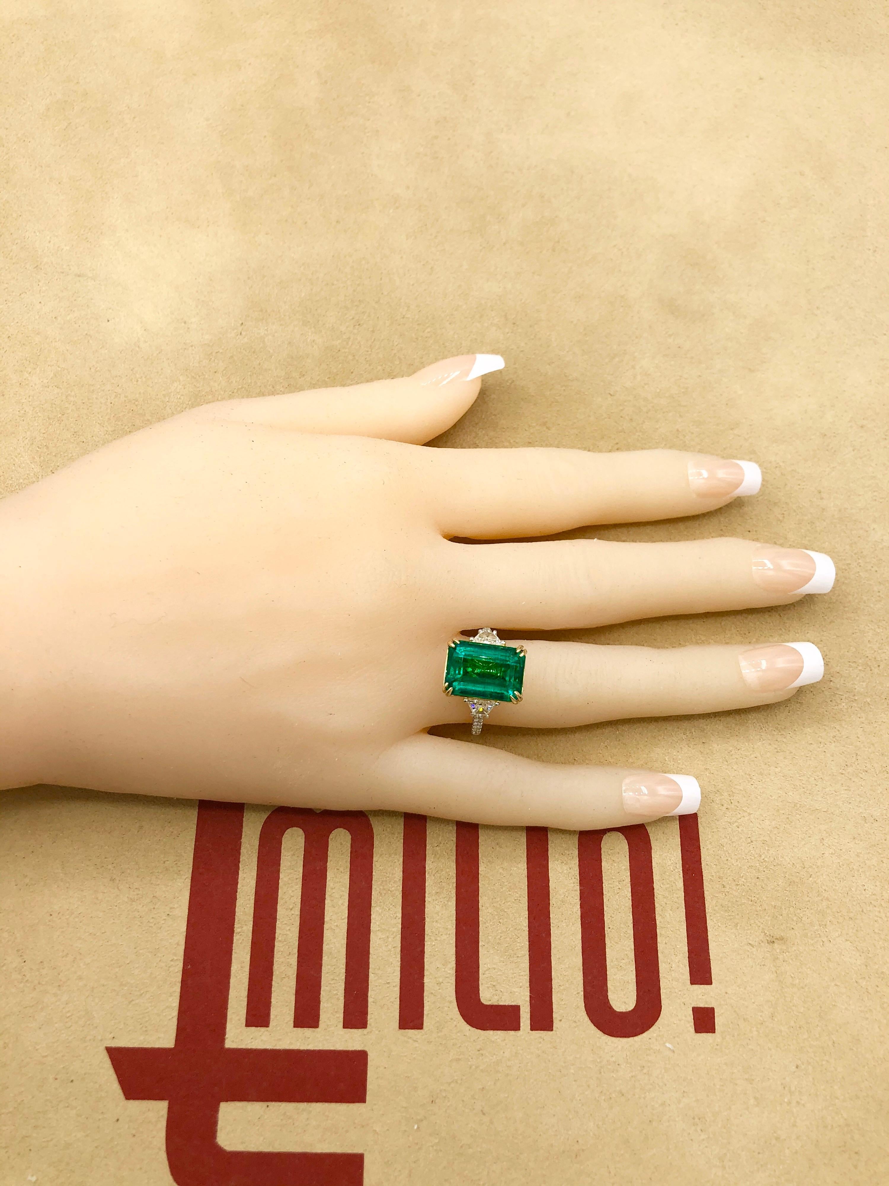 Emilio Jewelry 9.70 Carat Certified Emerald Diamond Ring 2